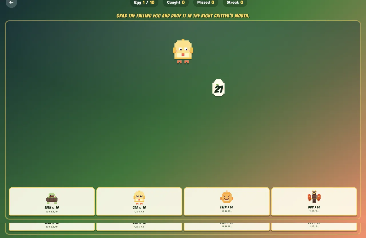 Sort — Catch the falling egg