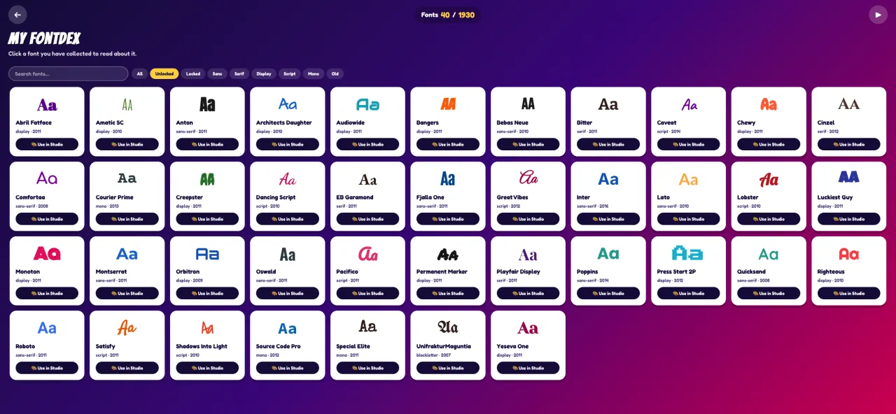Fontdex — Every font collected